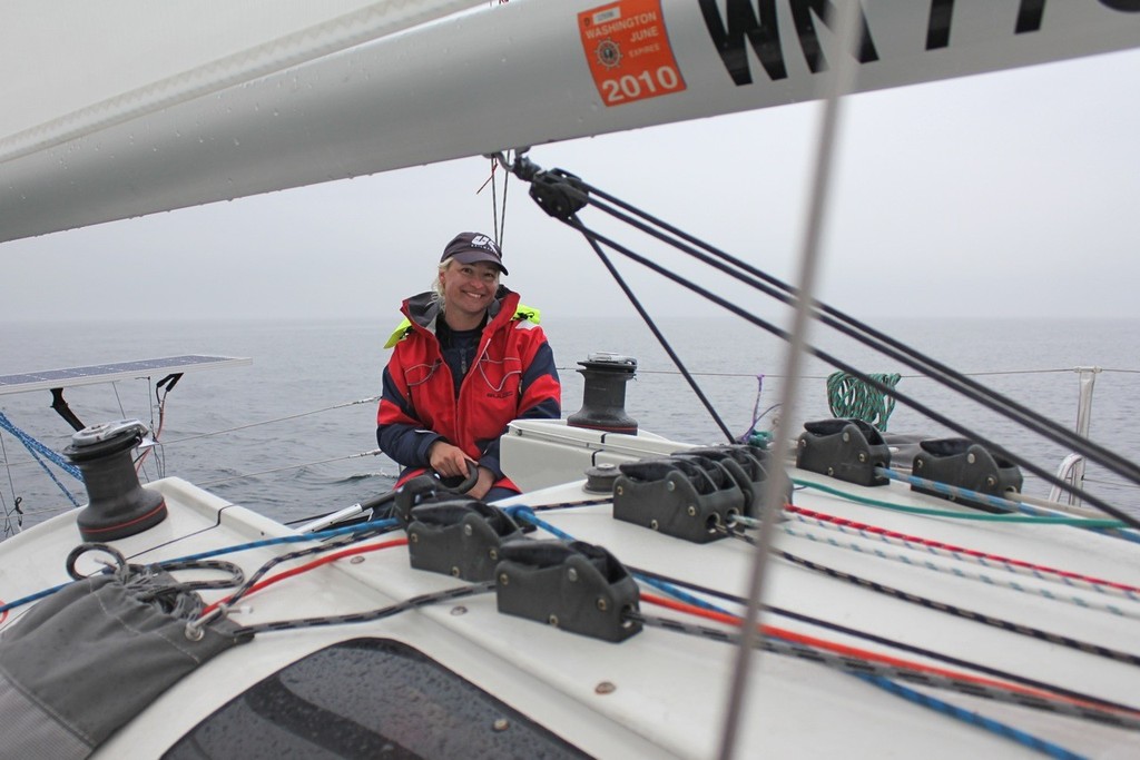 Diane Reid is peeking through the rigging © Guy Perrin http://sail-world.com